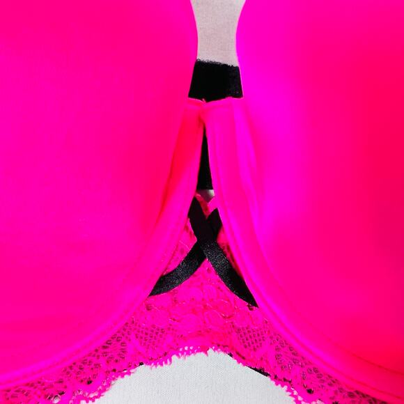 La Senza Bra Lot 2 Size 34DD Pink Black Padded Sheer Underwire Push Up Lace New - Picture 13 of 16